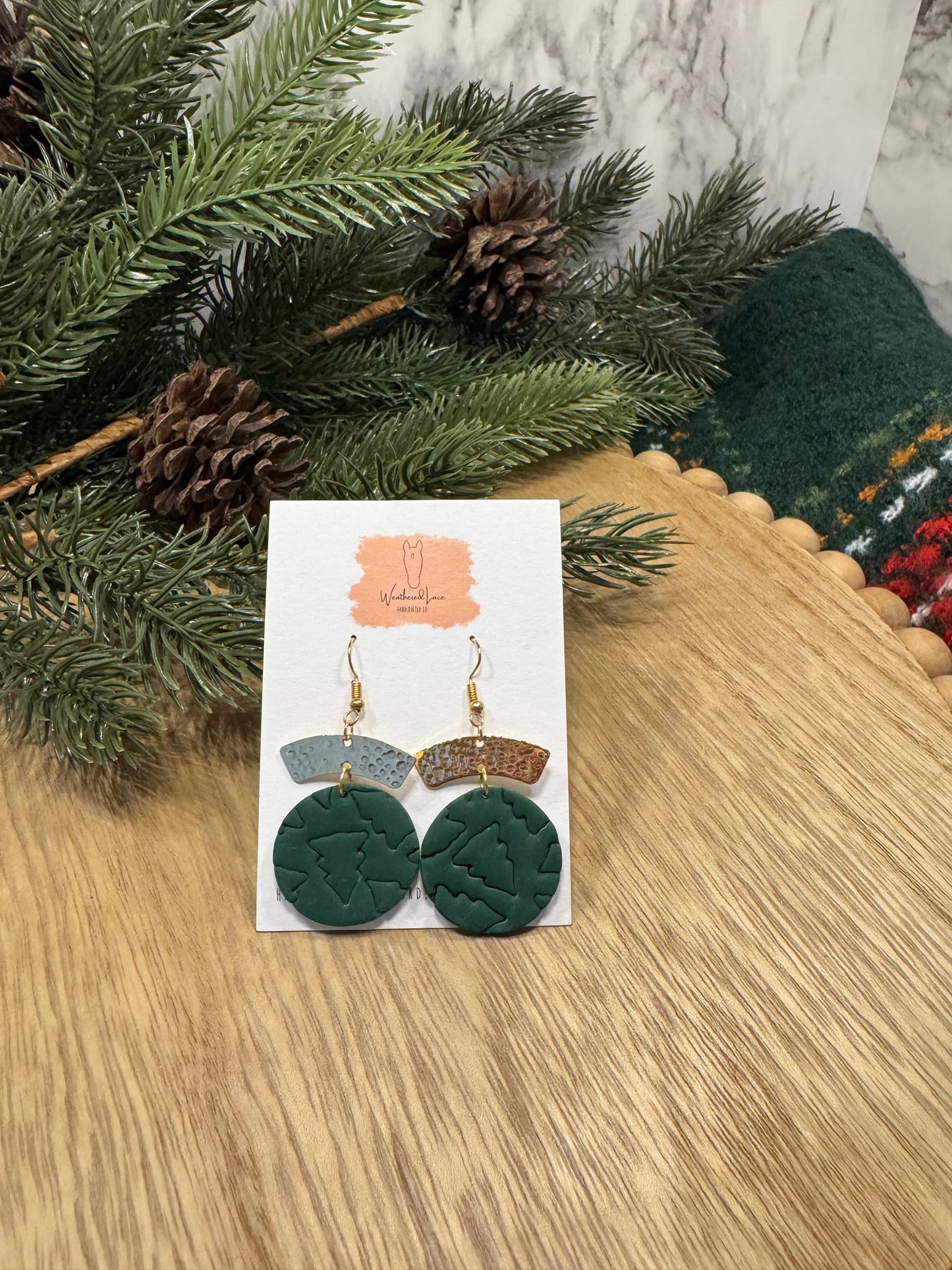 Hammered gold Christmas dangles