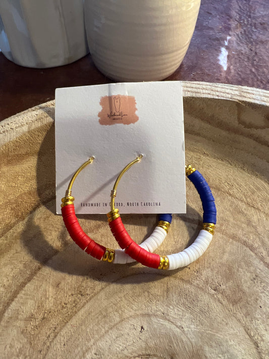 Patriotic Beaded Hoops